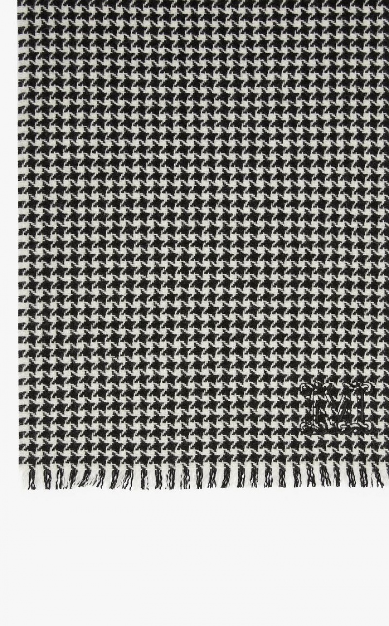 BLACK MaxMara Houndstooth Cashmere Scarf Scarves | MMR594267