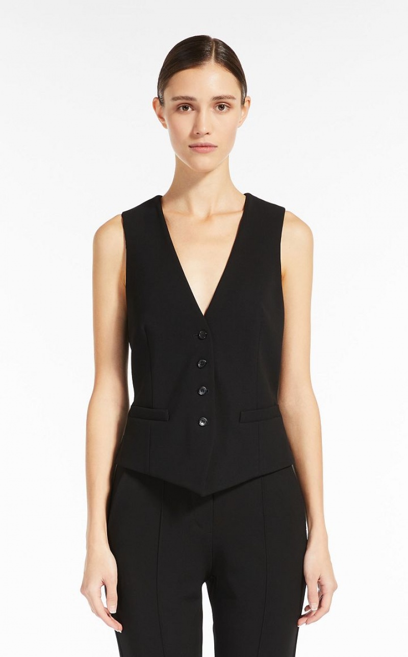 BLACK MaxMara Jersey V-neck Gilet Blazers | MMR594101