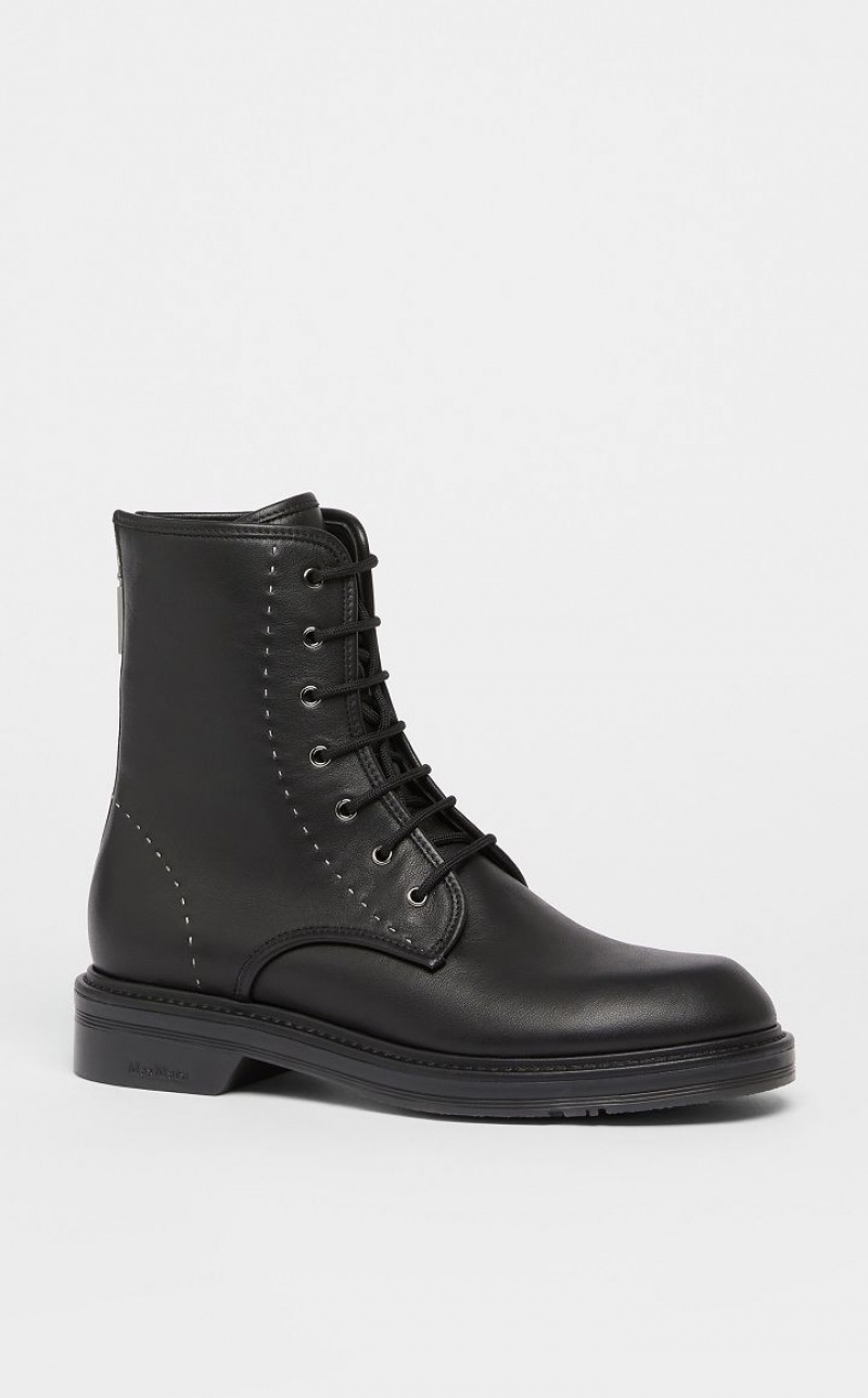 BLACK MaxMara Leather Ankle Boots | MMR594186