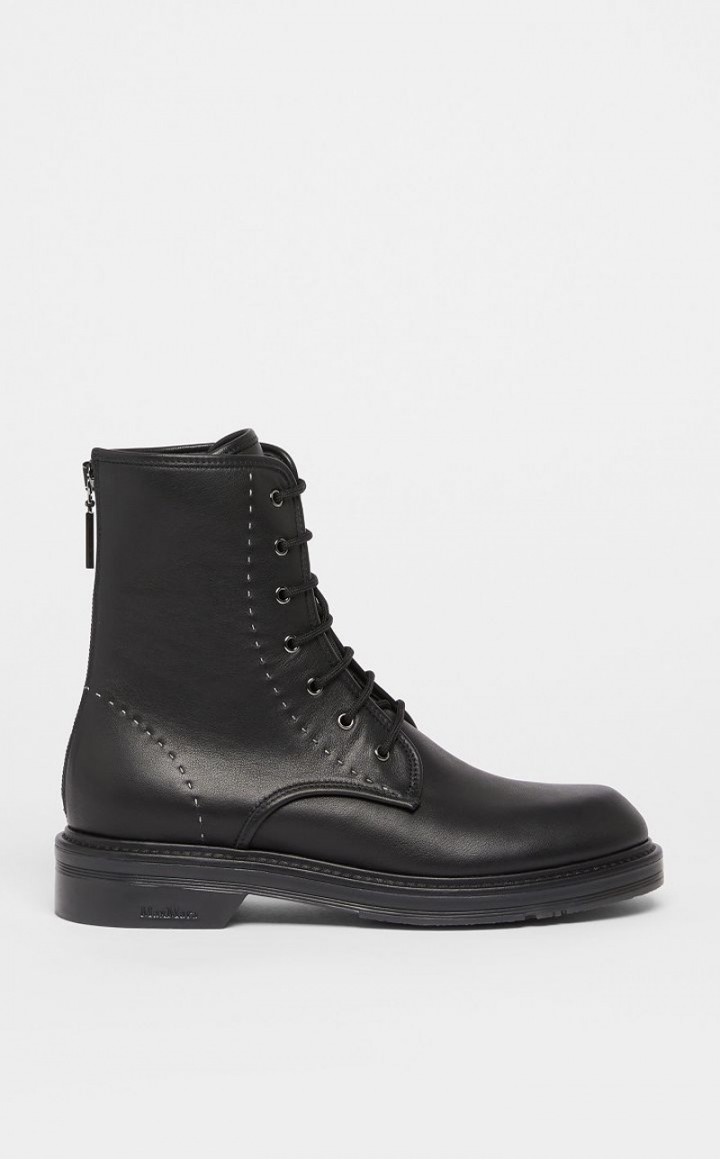 BLACK MaxMara Leather Ankle Boots | MMR594186