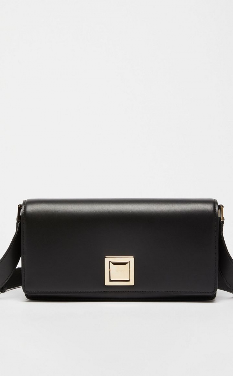 BLACK MaxMara Leather Clutch MM Bag | MMR594124