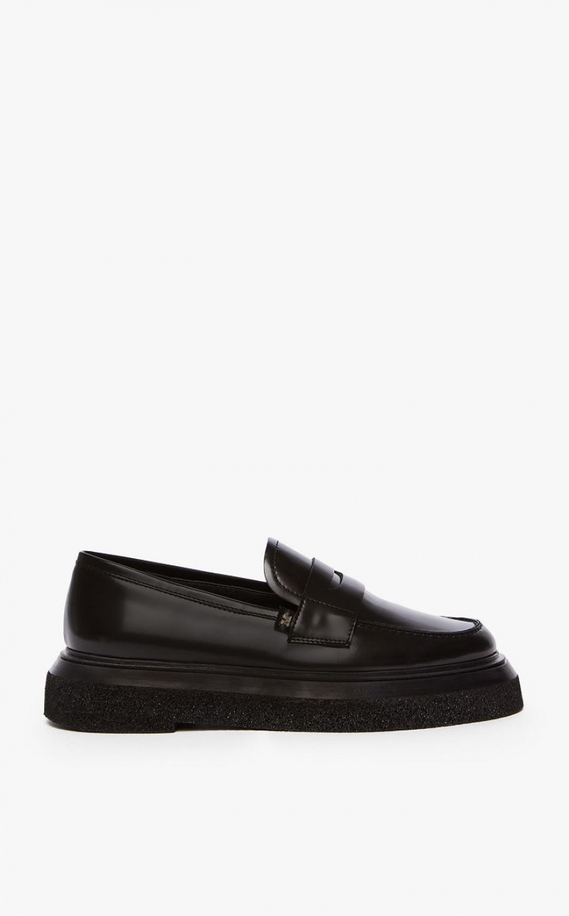 BLACK MaxMara Leather Flat Shoes | MMR594220