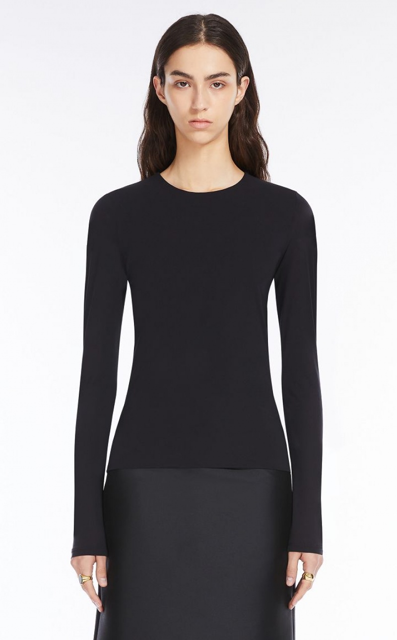 BLACK MaxMara Lightweight Jersey T-shirts | MMR593676