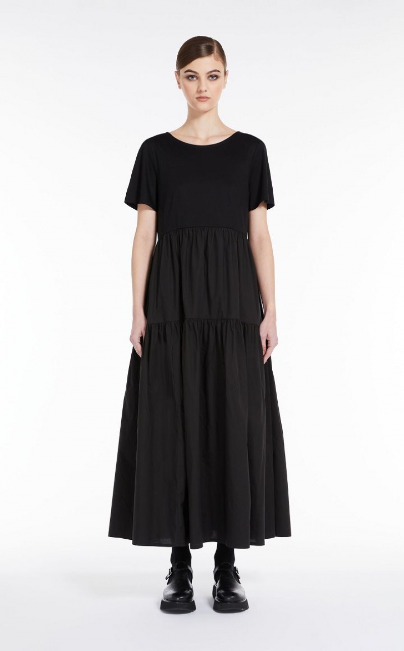 BLACK MaxMara Long In Jersey And Cotton Dresses | MMR593374