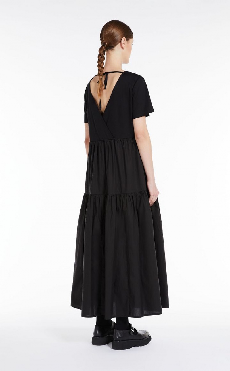 BLACK MaxMara Long In Jersey And Cotton Dresses | MMR593374