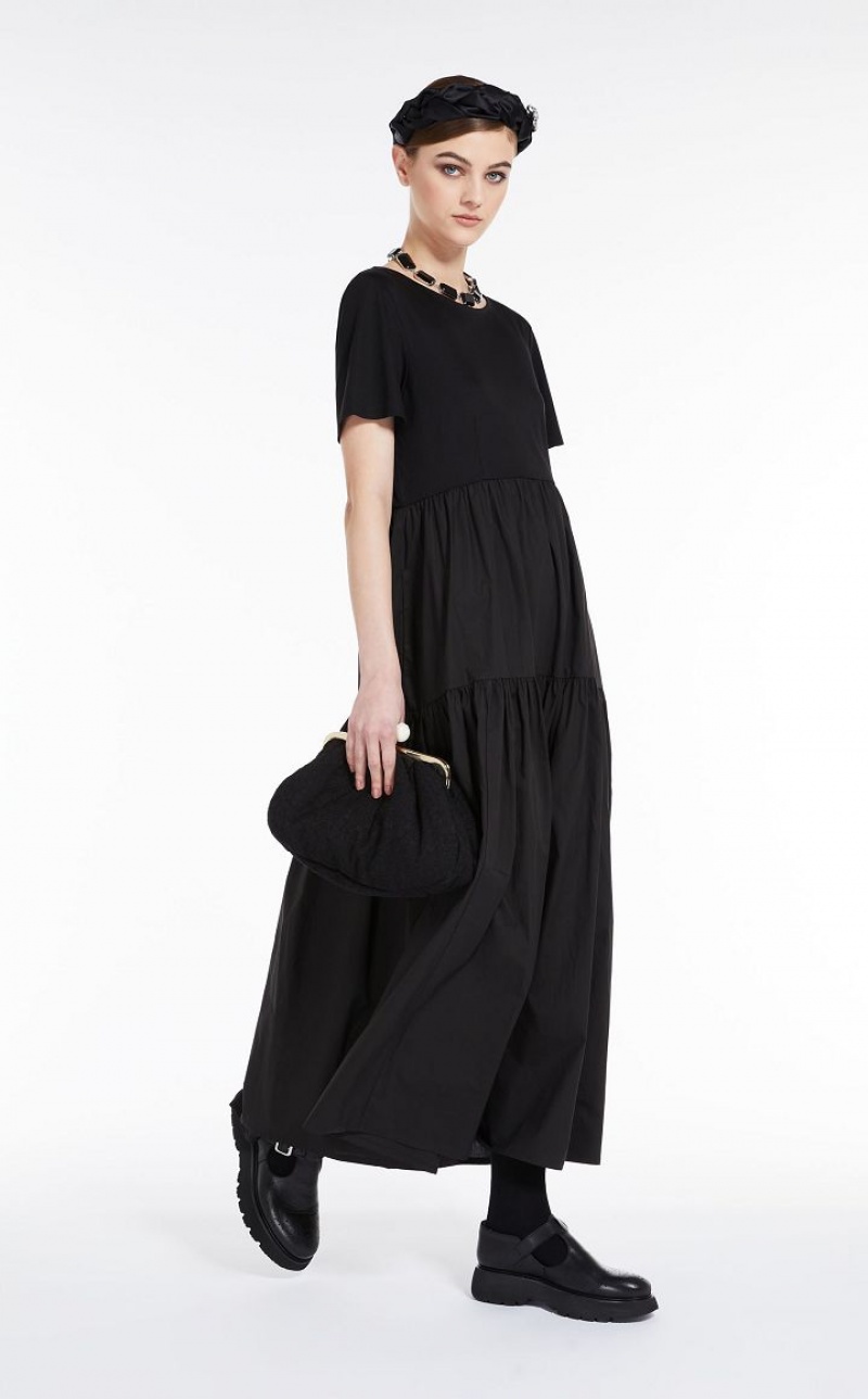 BLACK MaxMara Long In Jersey And Cotton Dresses | MMR593374