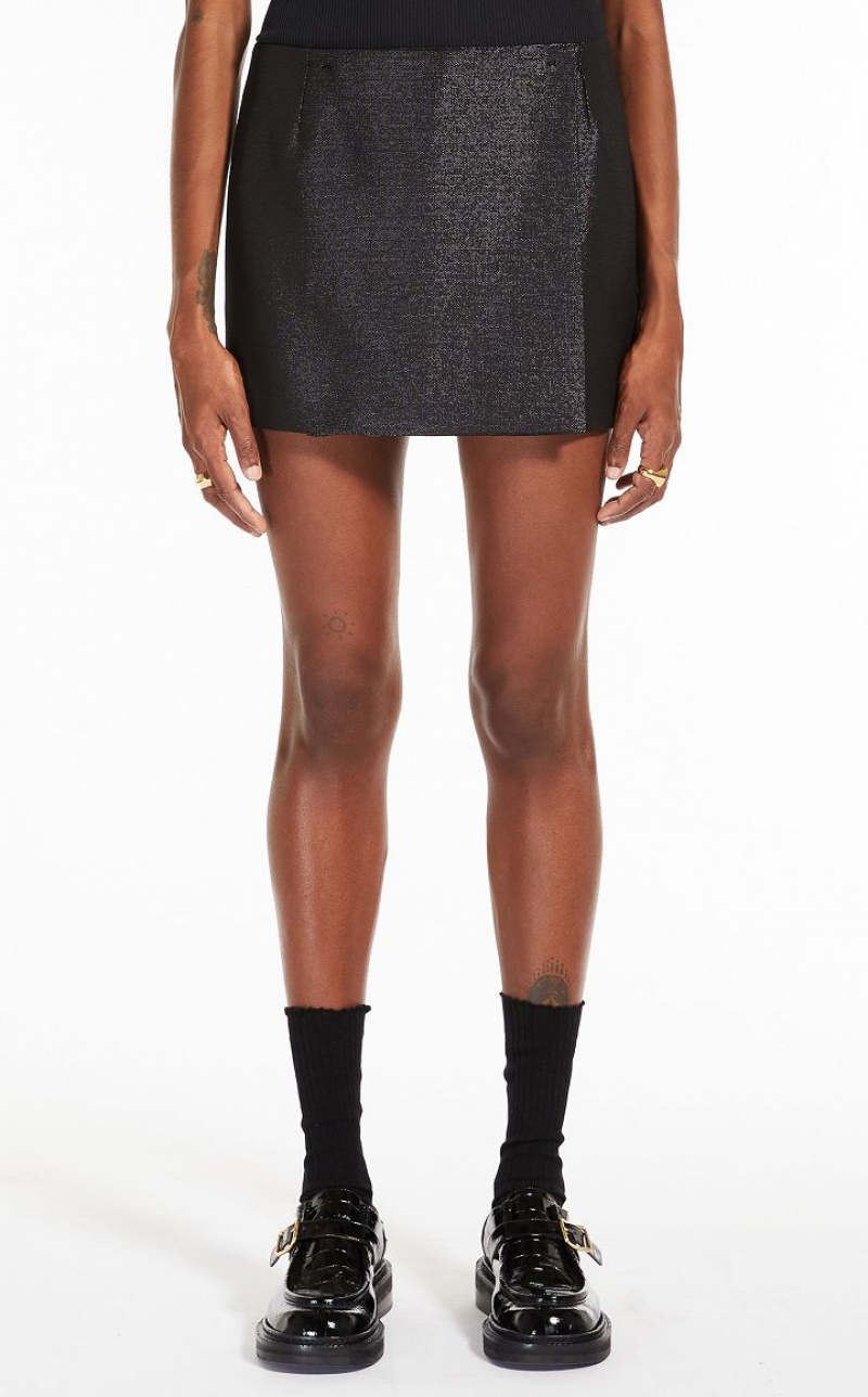 BLACK MaxMara Low-waisted Mini In Metallic Fabric Skirts | MMR593681