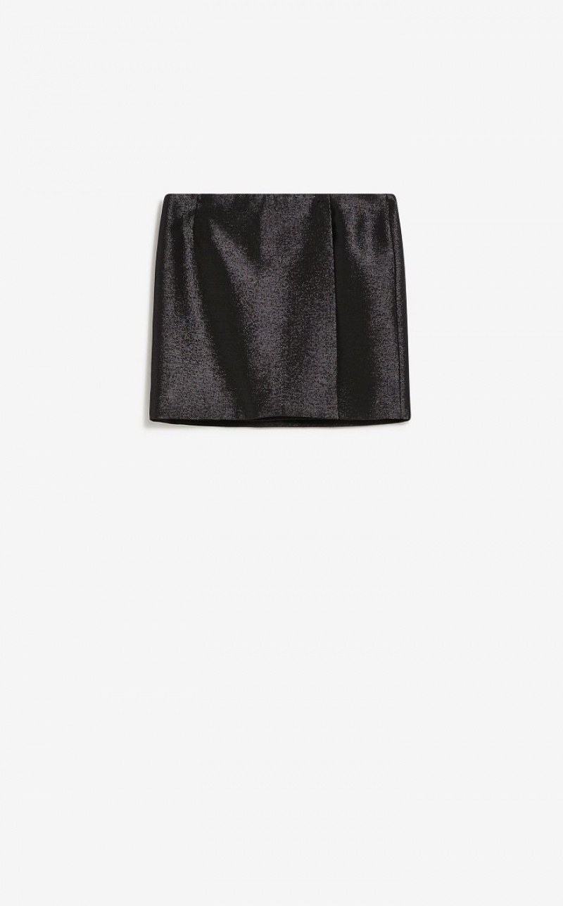 BLACK MaxMara Low-waisted Mini In Metallic Fabric Skirts | MMR593681