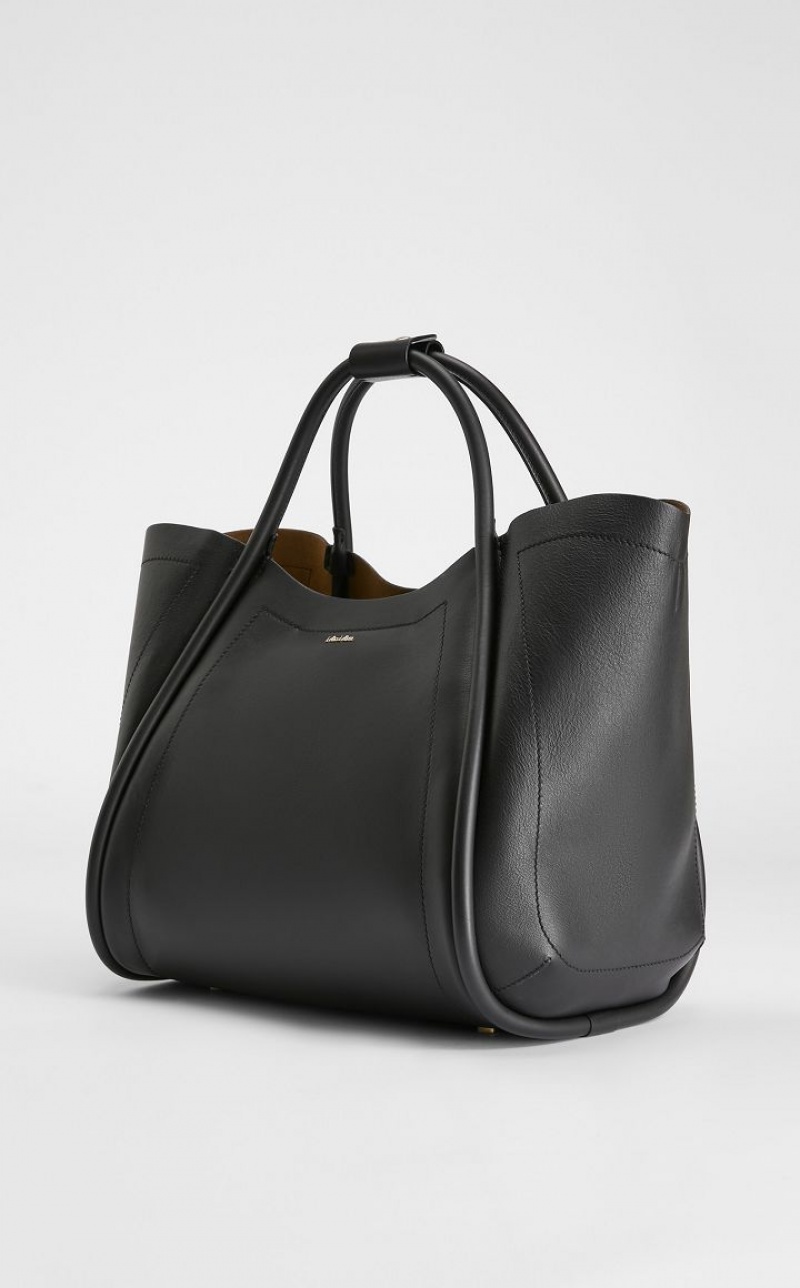 BLACK MaxMara Medium Leather Marine Marine Bag | MMR594127