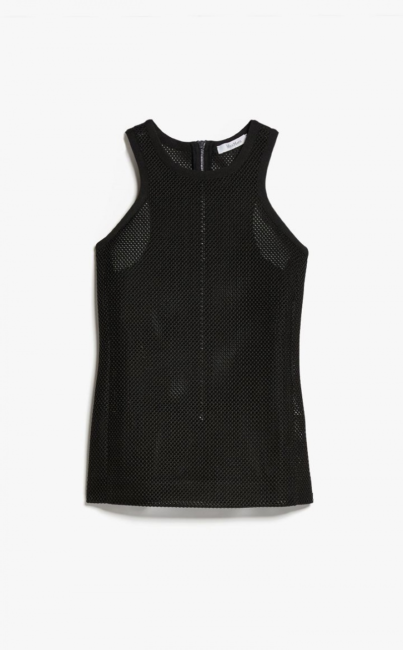 BLACK MaxMara Mesh-effect Technical Jersey Tops | MMR593663