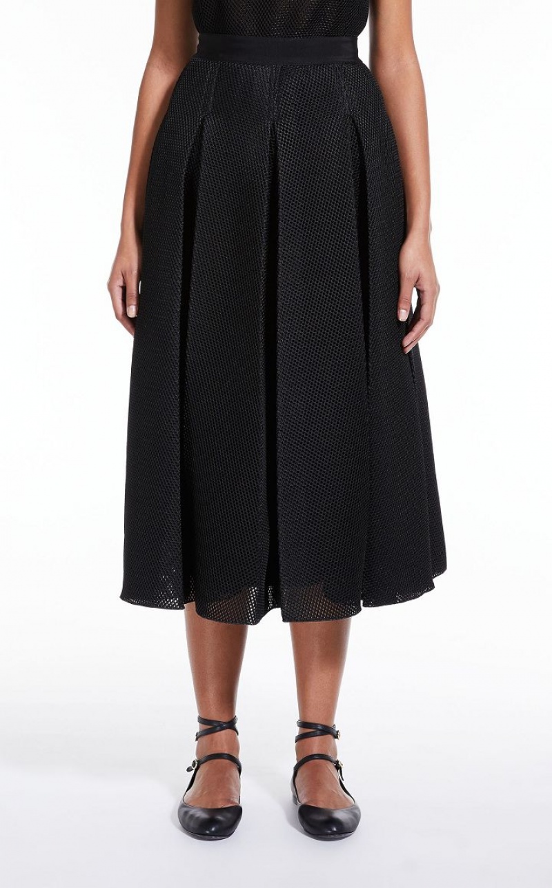 BLACK MaxMara Midi In Mesh Effect Jersey Skirts | MMR593717