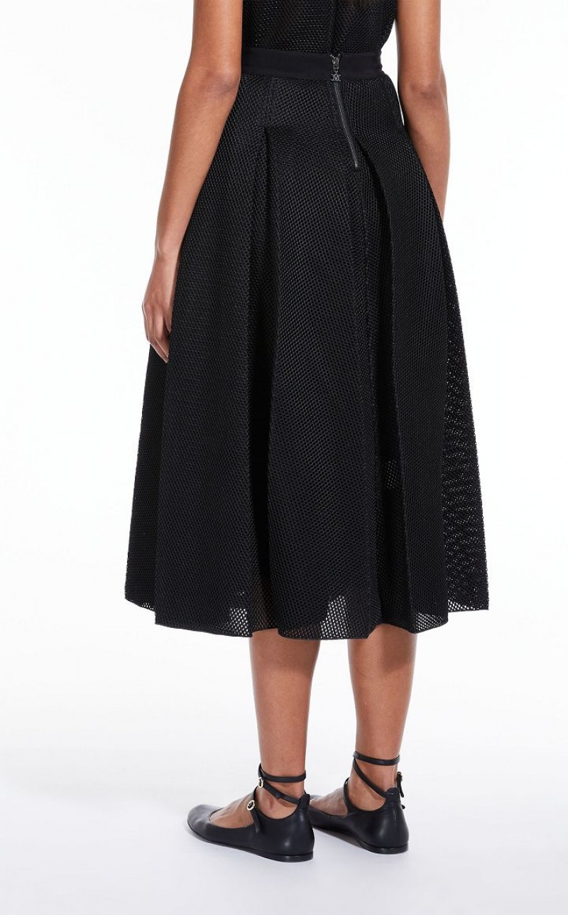 BLACK MaxMara Midi In Mesh Effect Jersey Skirts | MMR593717