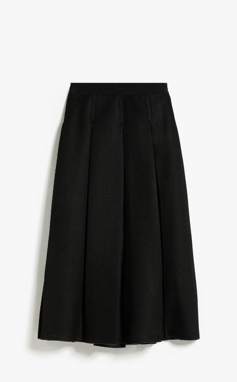 BLACK MaxMara Midi In Mesh Effect Jersey Skirts | MMR593717