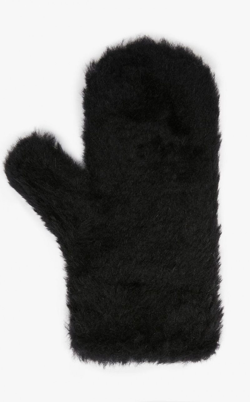 BLACK MaxMara Mittens In Teddy Fabric Gloves | MMR594234