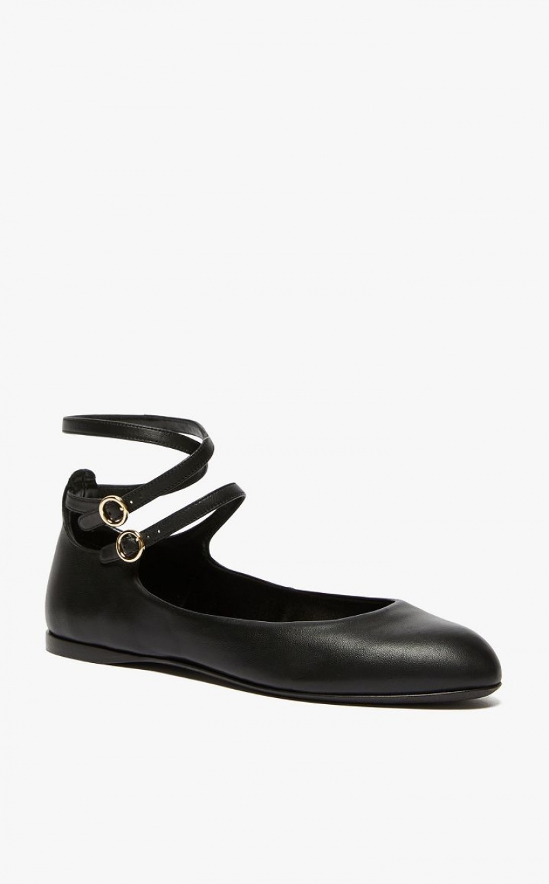 BLACK MaxMara Nappa Leather Ballet Flat Shoes | MMR594226