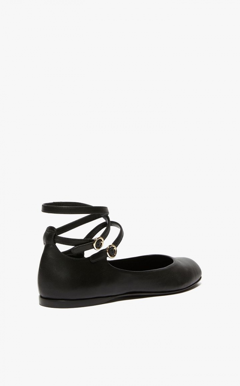 BLACK MaxMara Nappa Leather Ballet Flat Shoes | MMR594226