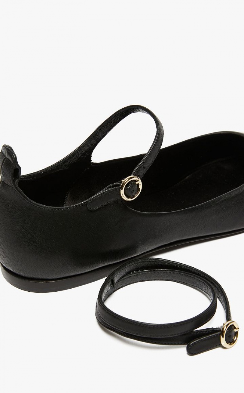 BLACK MaxMara Nappa Leather Ballet Flat Shoes | MMR594226