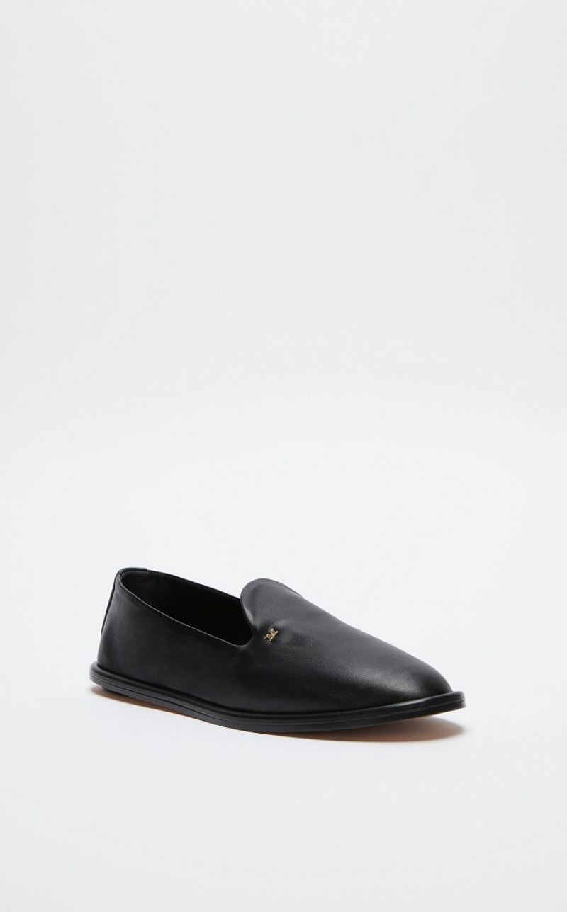 BLACK MaxMara Nappa Leather Flat Shoes | MMR594217