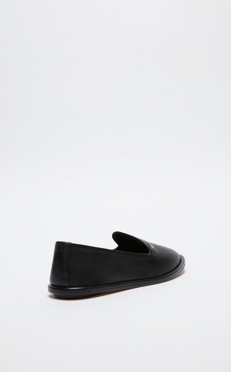 BLACK MaxMara Nappa Leather Flat Shoes | MMR594217