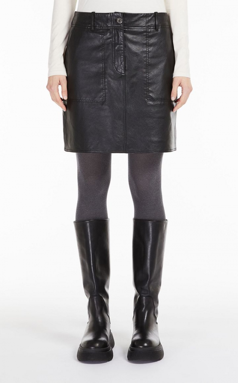 BLACK MaxMara Nappa Leather Mini Skirts | MMR593688