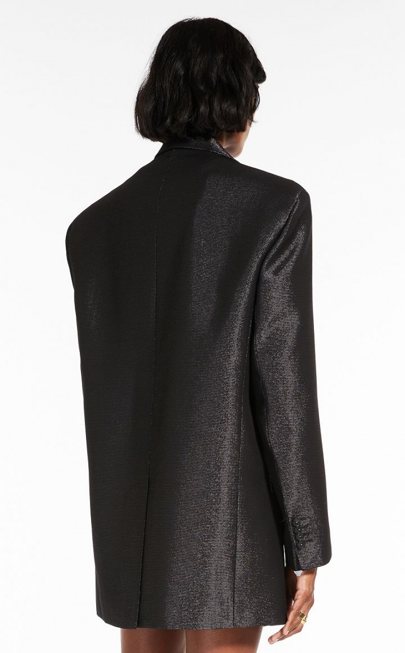 BLACK MaxMara Oversized In Metal Effect Fabric Blazers | MMR594080