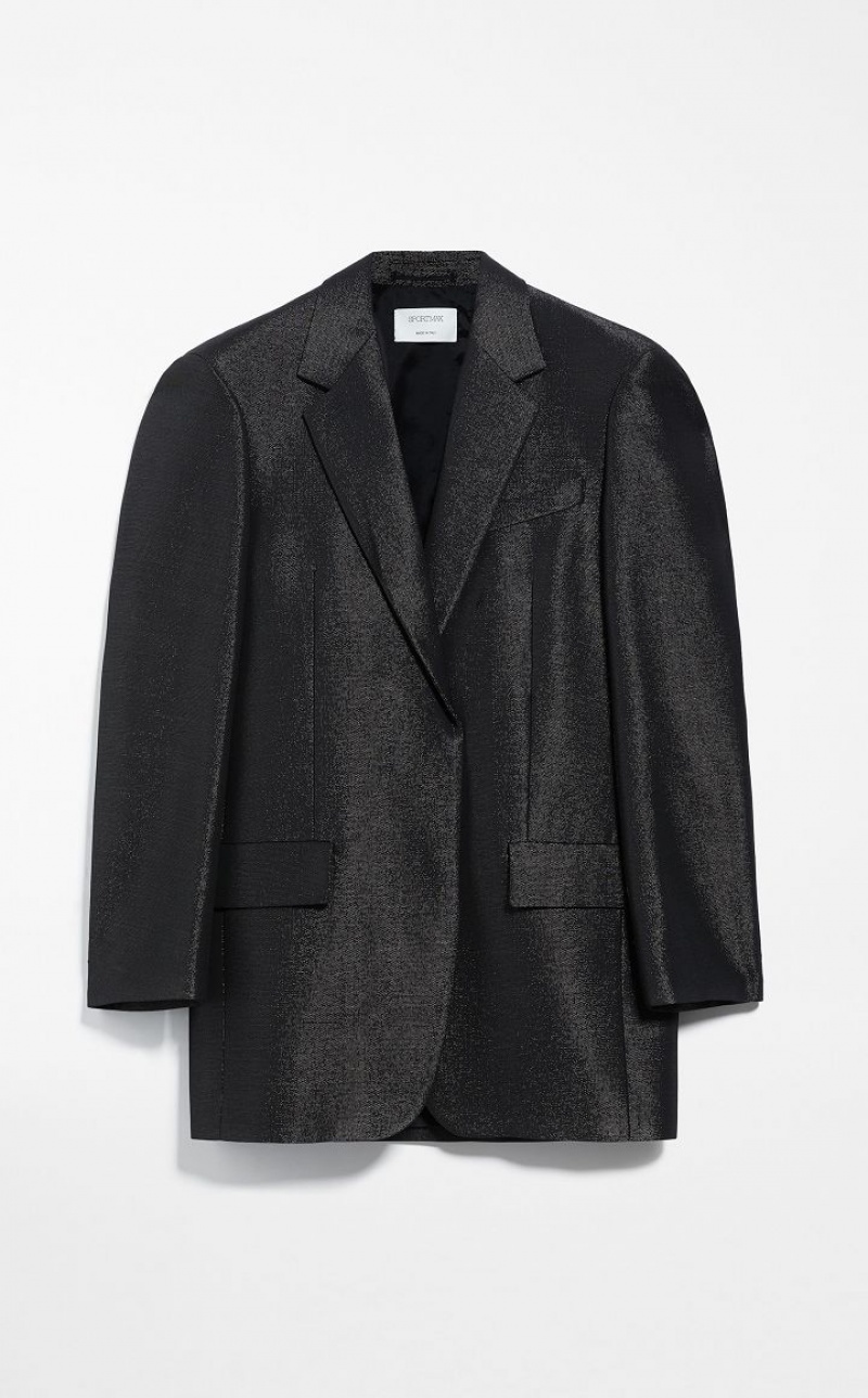 BLACK MaxMara Oversized In Metal Effect Fabric Blazers | MMR594080