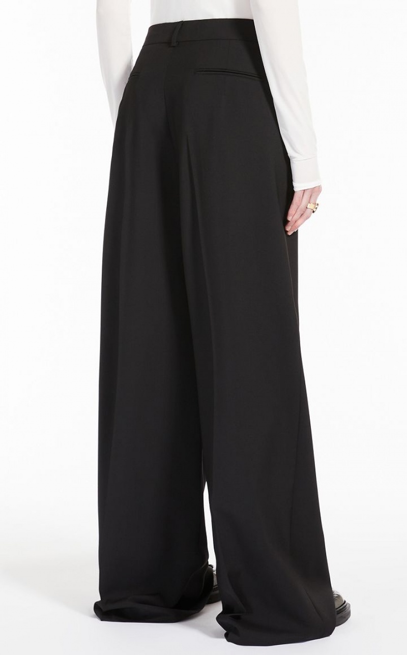 BLACK MaxMara Oversized Stretch Wool Trousers | MMR593788