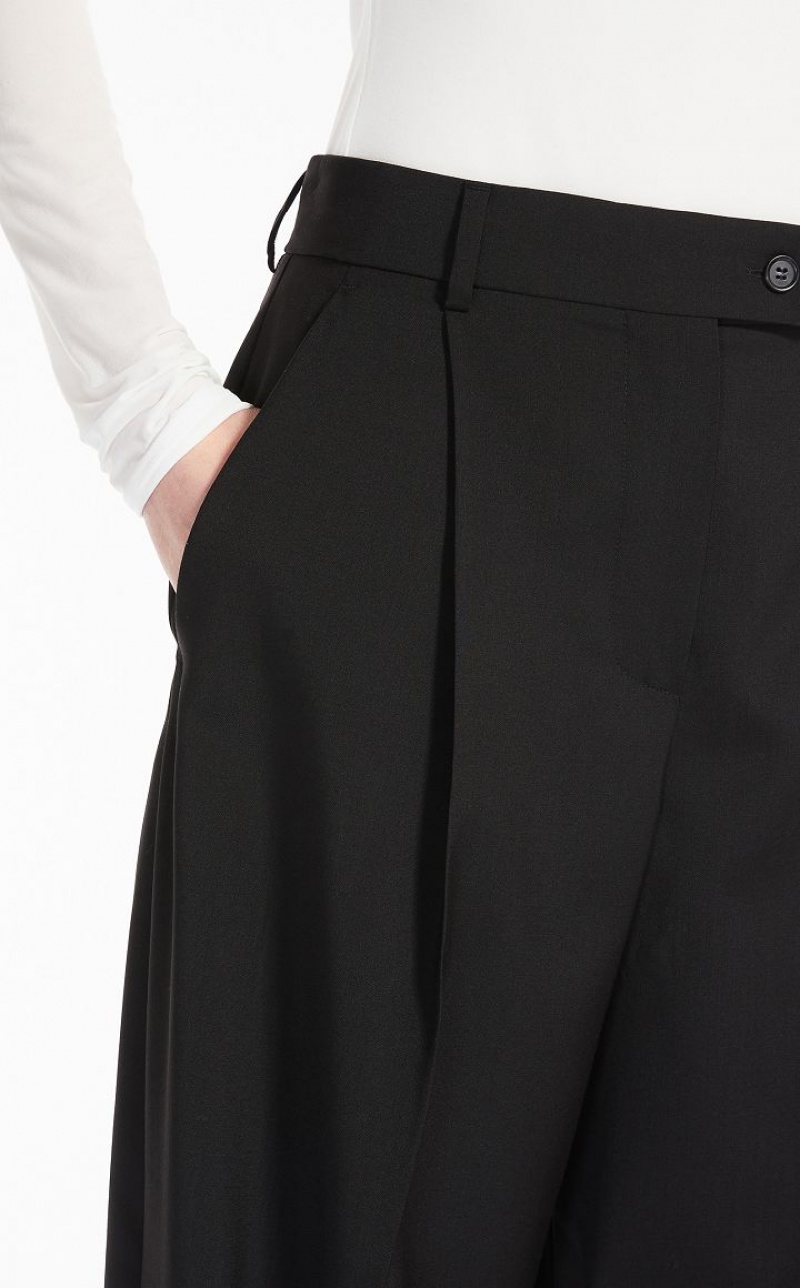 BLACK MaxMara Oversized Stretch Wool Trousers | MMR593788