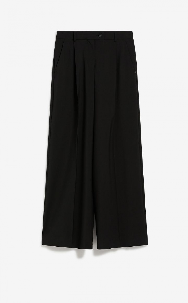 BLACK MaxMara Oversized Stretch Wool Trousers | MMR593788