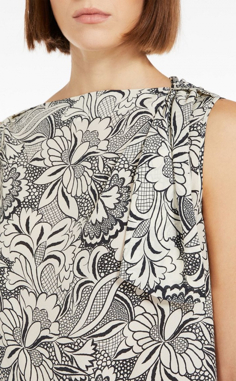 BLACK MaxMara Printed Silk Blouses | MMR593575