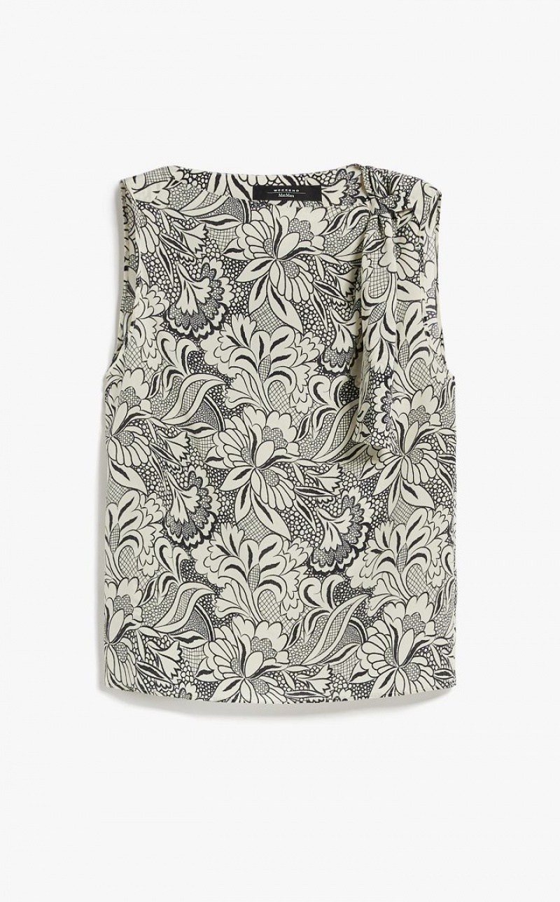 BLACK MaxMara Printed Silk Blouses | MMR593575