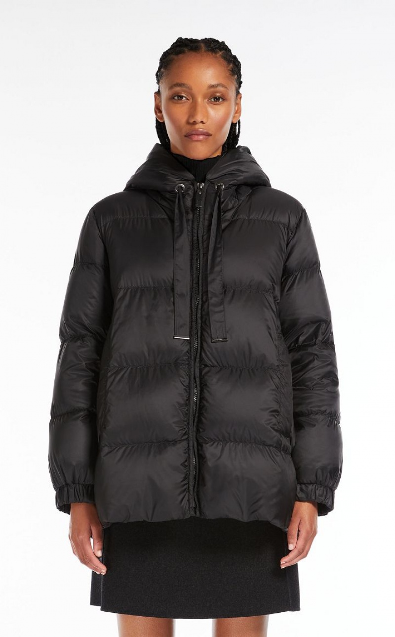 BLACK MaxMara Quilted Down Jacket In Water-resistant Canvas Padded | MMR594000