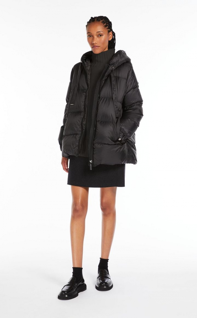 BLACK MaxMara Quilted Down Jacket In Water-resistant Canvas Padded | MMR594000