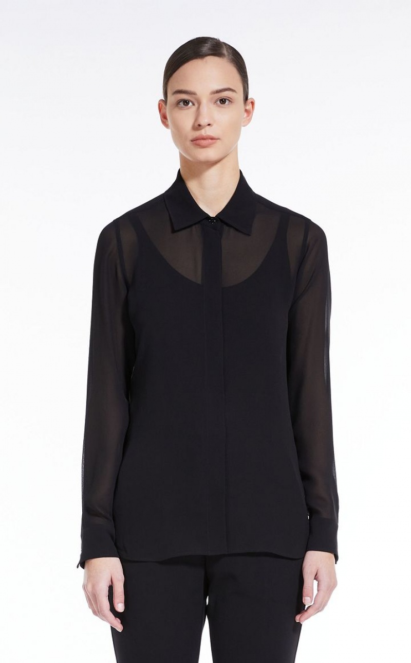 BLACK MaxMara Silk Georgette Blouses | MMR593585