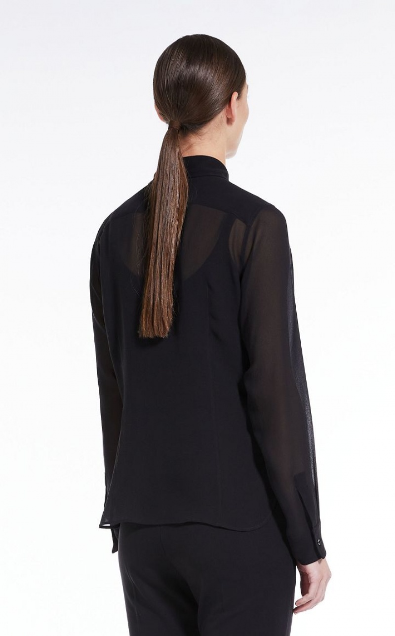 BLACK MaxMara Silk Georgette Blouses | MMR593585