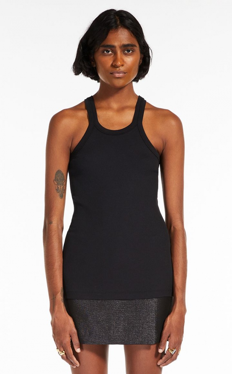 BLACK MaxMara Silk-blend Jersey Vest Tops | MMR593639