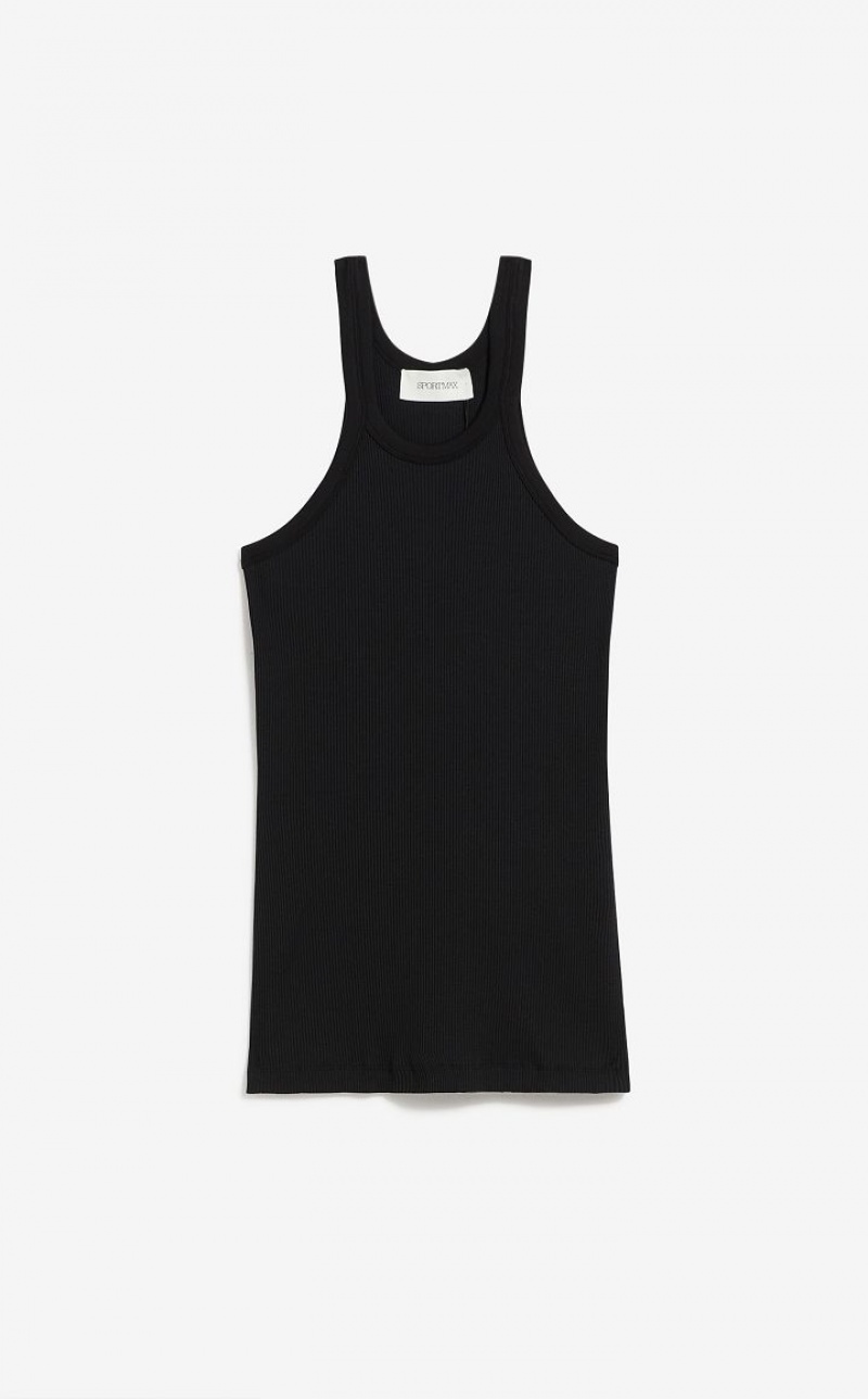 BLACK MaxMara Silk-blend Jersey Vest Tops | MMR593639