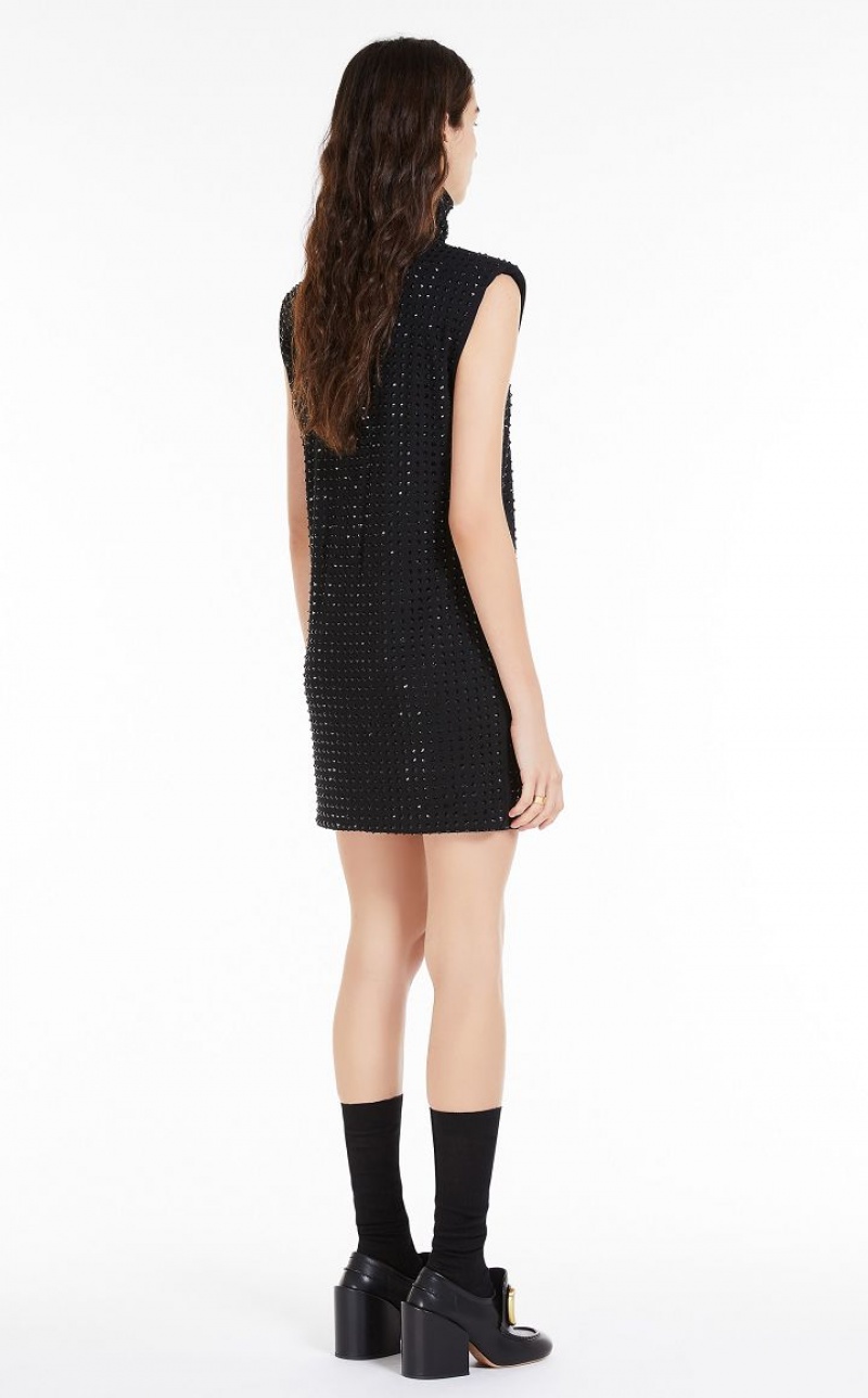 BLACK MaxMara Sleeveless With Rhinestones Dresses | MMR593288