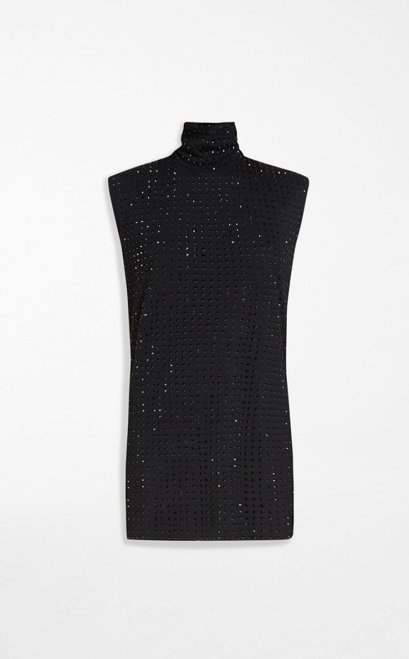 BLACK MaxMara Sleeveless With Rhinestones Dresses | MMR593288