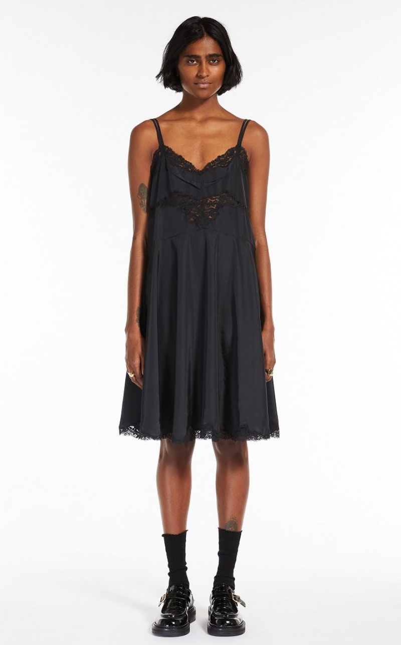 BLACK MaxMara Slip With Lace Dresses | MMR593334