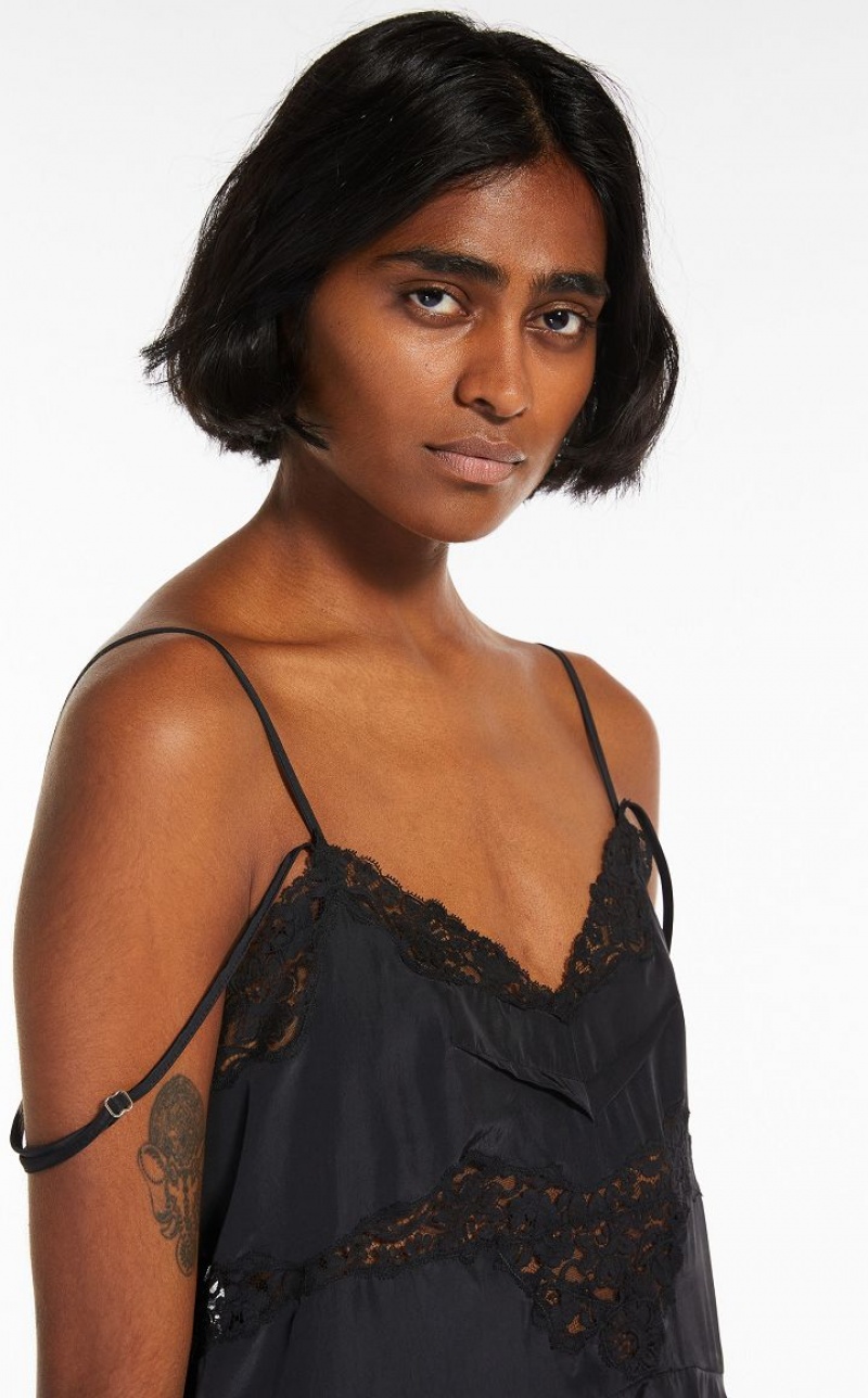 BLACK MaxMara Slip With Lace Dresses | MMR593334