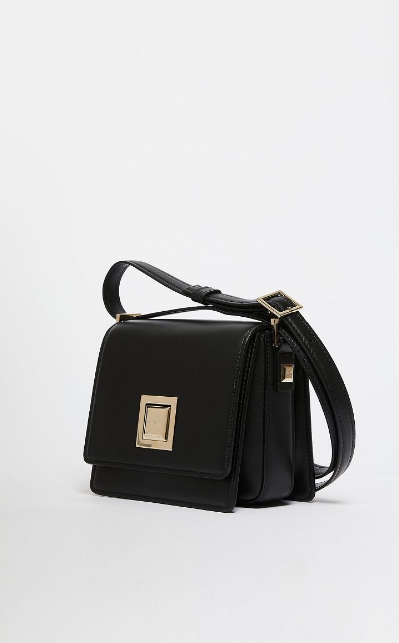 BLACK MaxMara Small Leather MM Bag | MMR594117