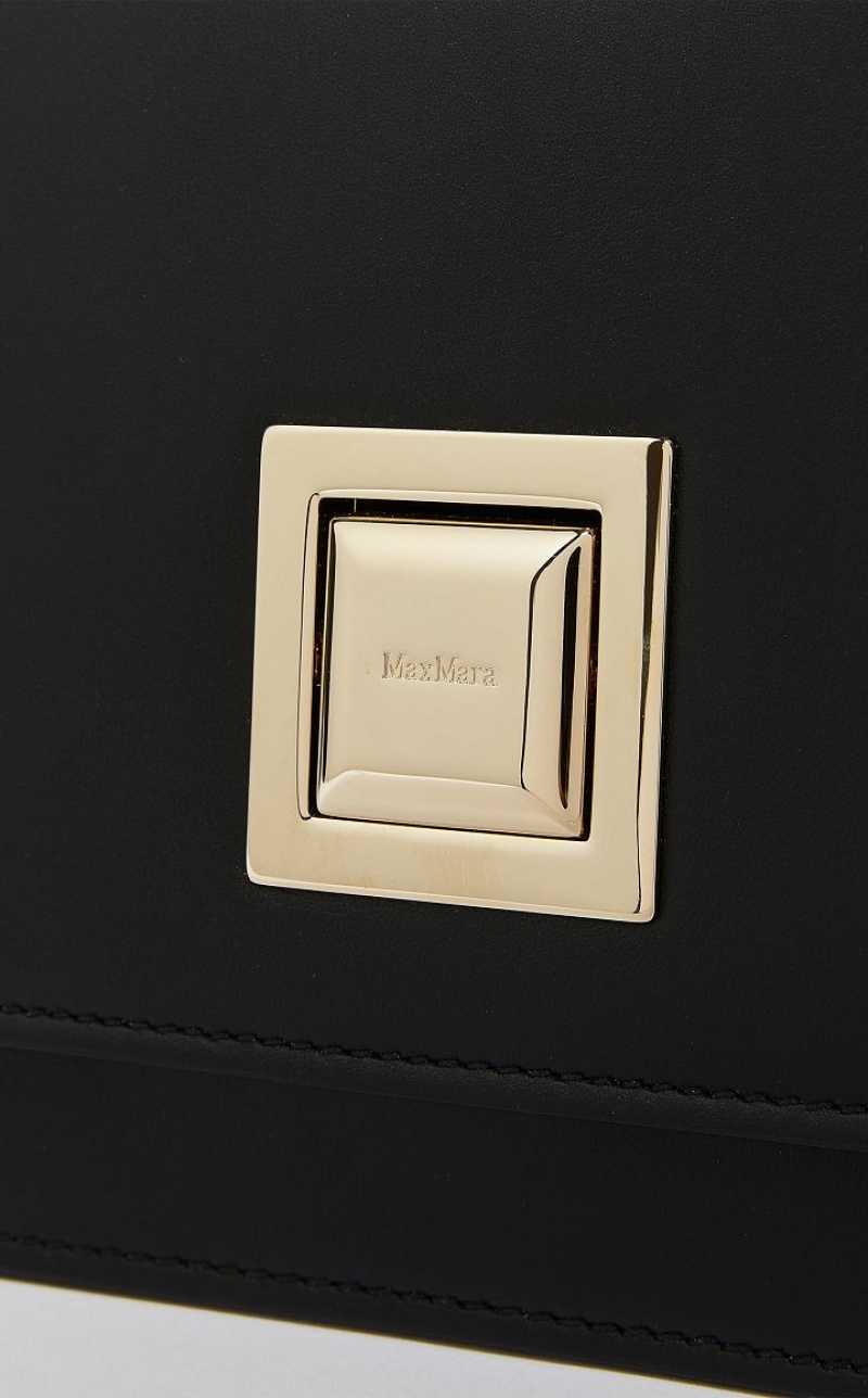 BLACK MaxMara Small Leather MM Bag | MMR594117