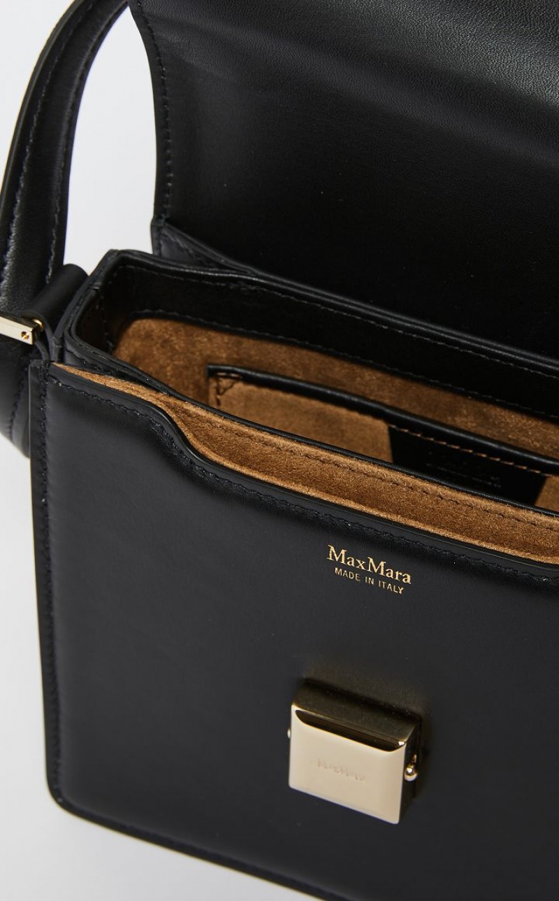 BLACK MaxMara Small Leather MM Bag | MMR594117