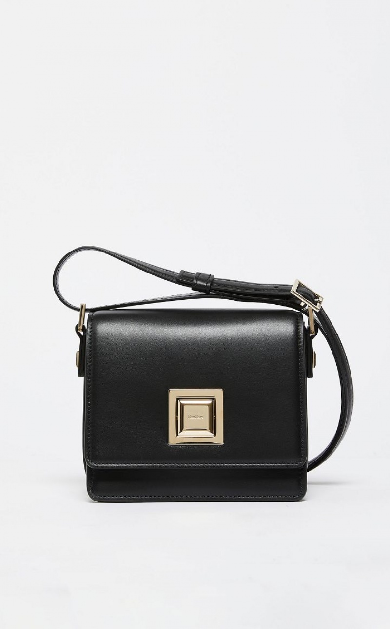 BLACK MaxMara Small Leather MM Bag | MMR594117