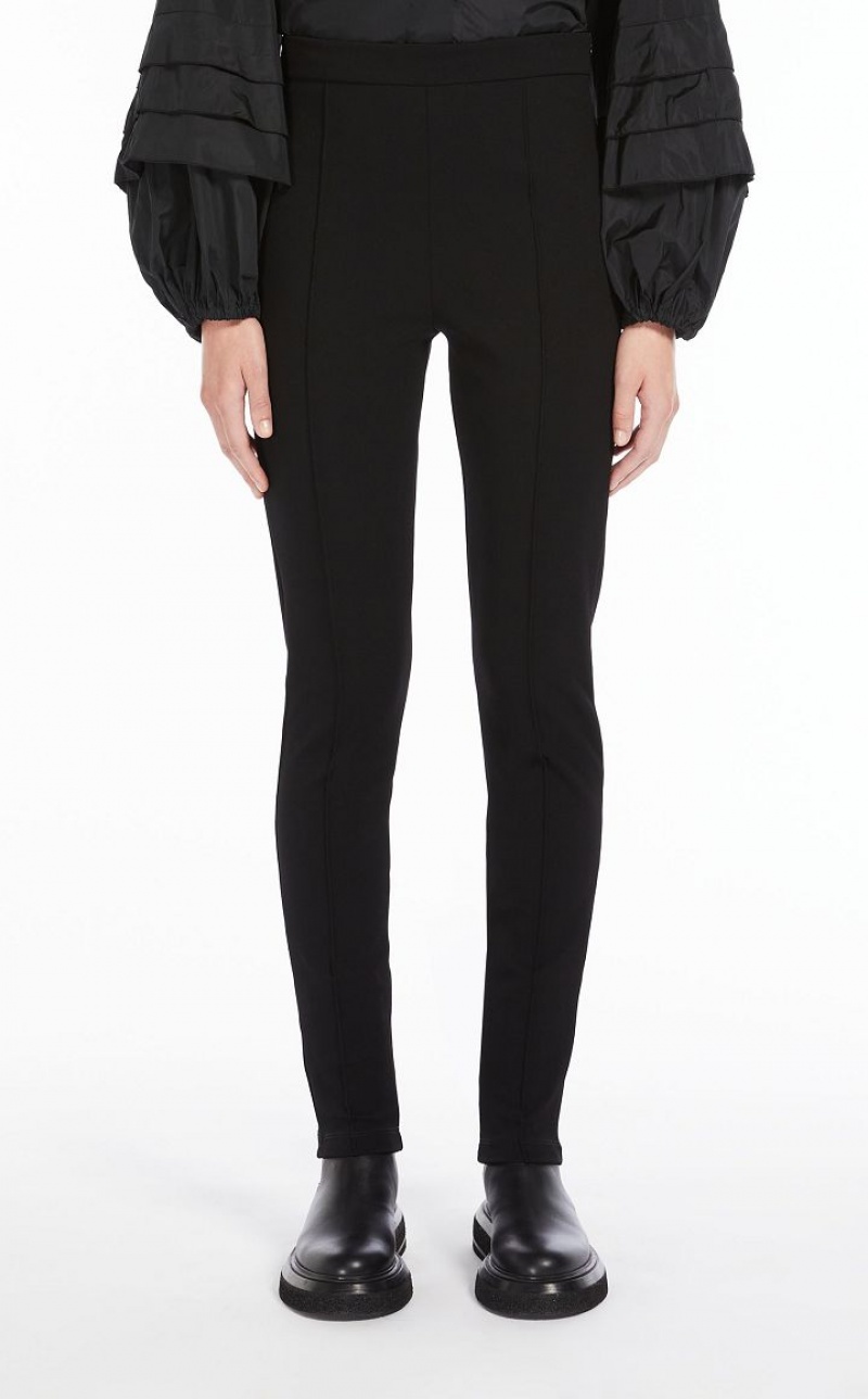 BLACK MaxMara Stretch Jersey Leggings Trousers | MMR593800