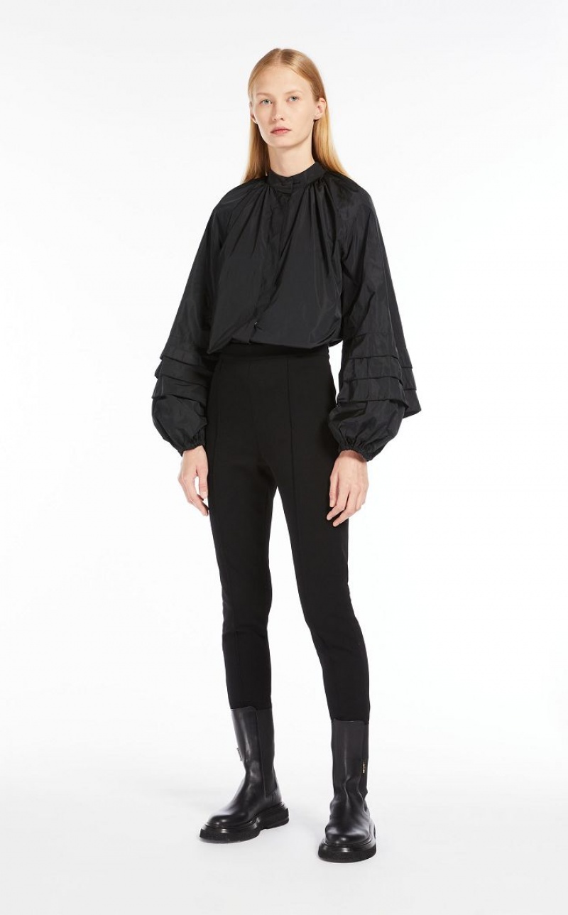 BLACK MaxMara Stretch Jersey Leggings Trousers | MMR593800