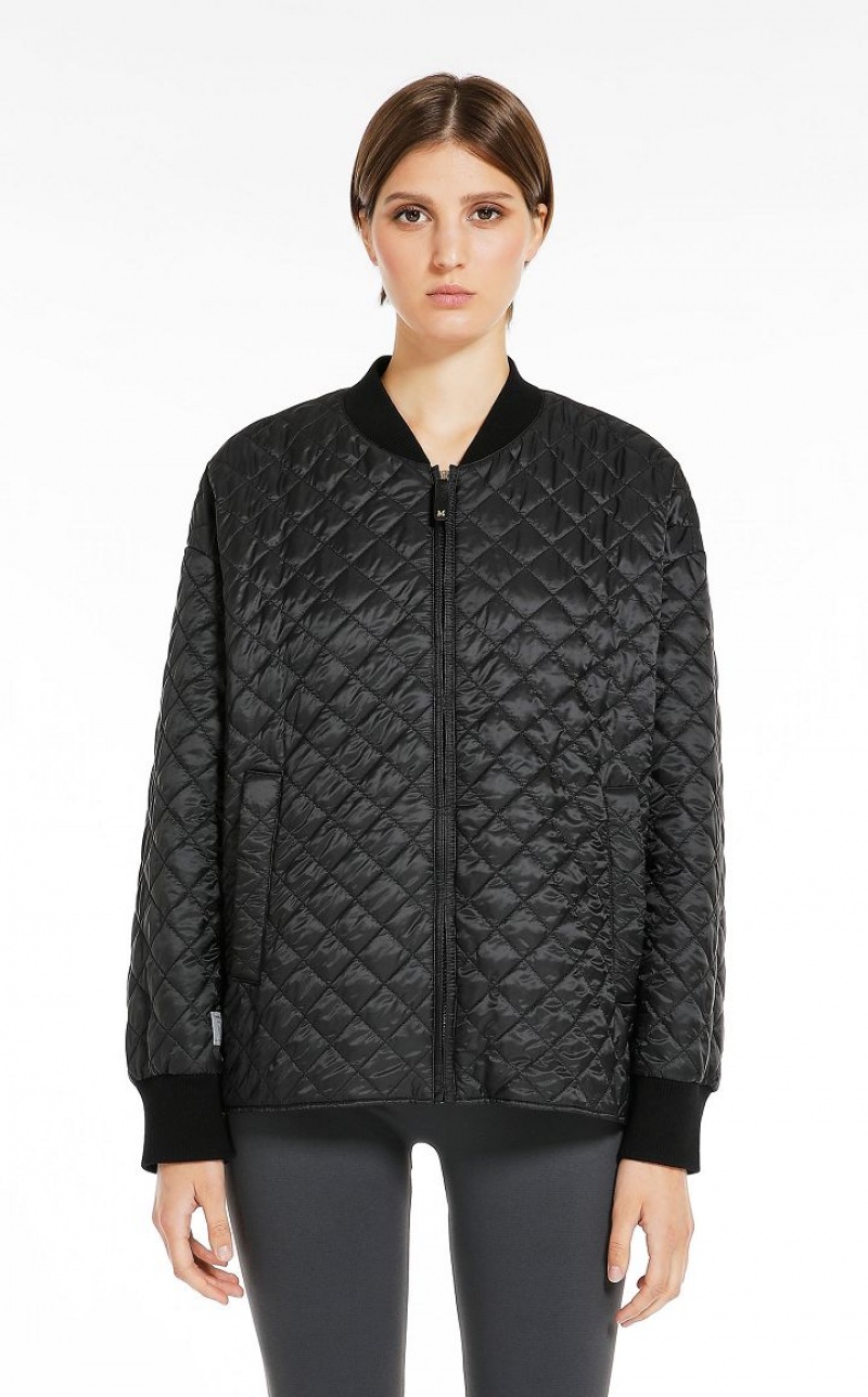 BLACK MaxMara Water-repellent Canvas Bomber Jacket Padded | MMR594004