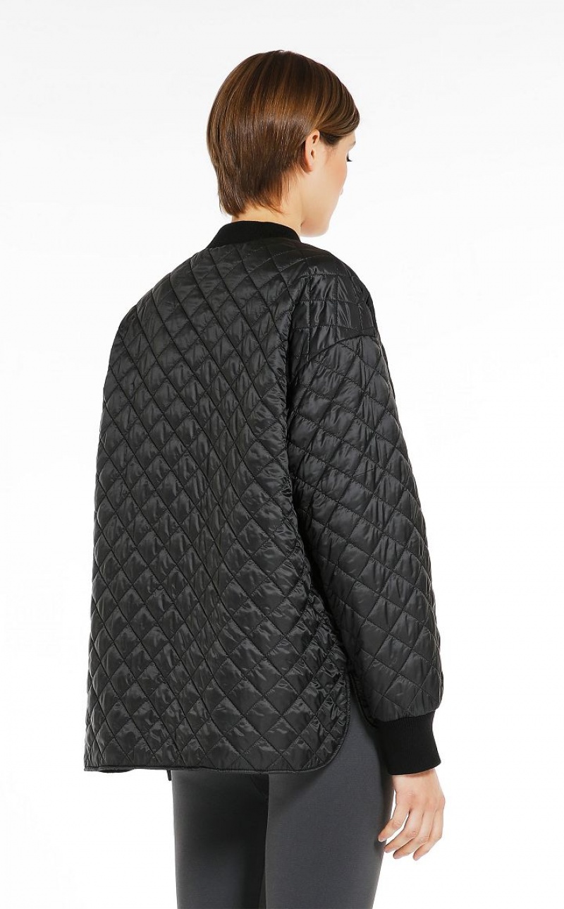 BLACK MaxMara Water-repellent Canvas Bomber Jacket Padded | MMR594004