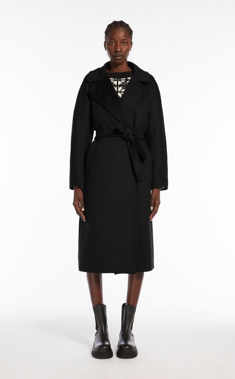 BLACK MaxMara Wool Broadcloth Coats | MMR593862